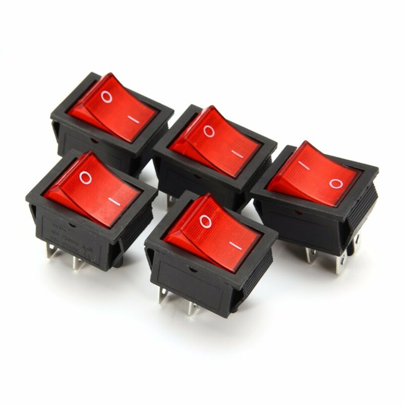 5pcs 4 Pin On/off 2 Position Rocker Switch Set With Light Kcd4-201n Dpst 250v